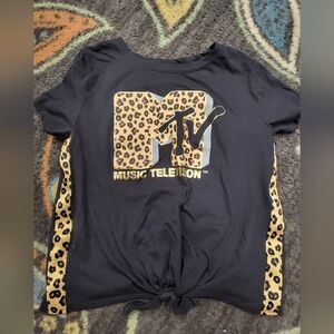 💥MTV Leopard Print Black T-Shirt(Free If You Bundle 2 Or More Items)